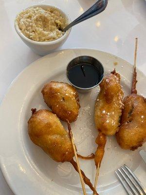 Sausage Skewers and Gouda Grits