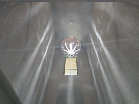 This is the "Death Star" type chandelier that was installed in the 19 foot entrance.