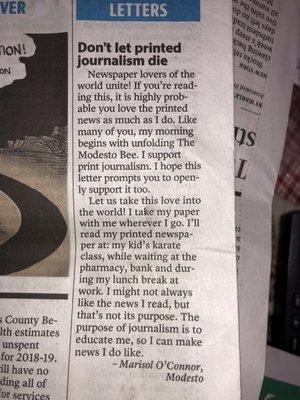 My printed review of the Modesto Bee.