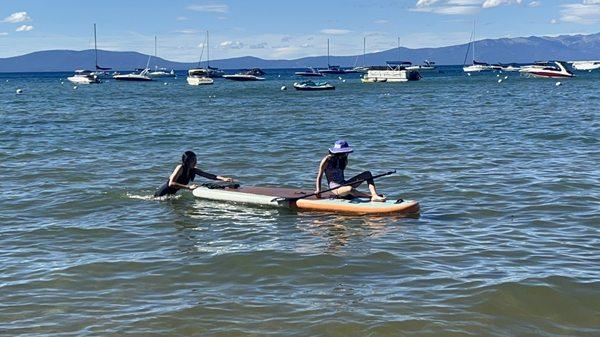 Kids having fun on paddle board!