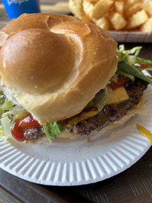 Up close Cheese Burger