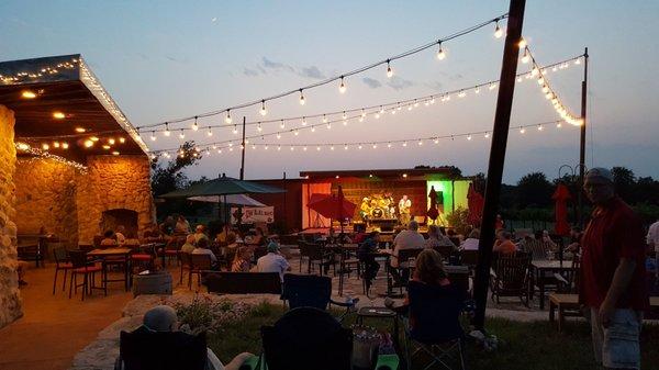 Twilight on the music stage at Cork and Fork