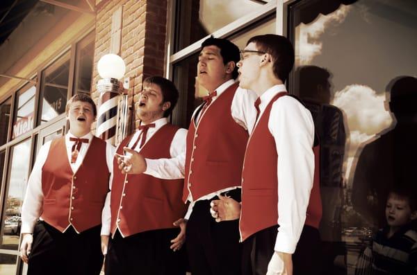 On occasion, you may be entertained by the sounds of a live barbershop quartet.