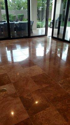 Travertine floor polishing after J2 Cleaning Las Vegas