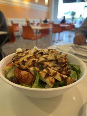 Grilled chicken Greek salad bowl