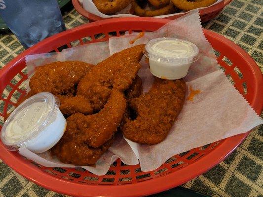 Spicy chicken tenders.  Yummy.