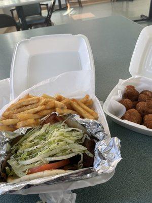 Gyro meal fried mushrooms not one napkin not one condiment not a fork ordered from door dash way to pricey for Freeport