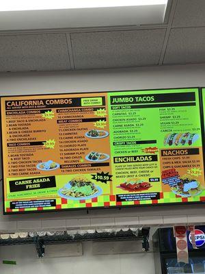 Combos and Taco menu