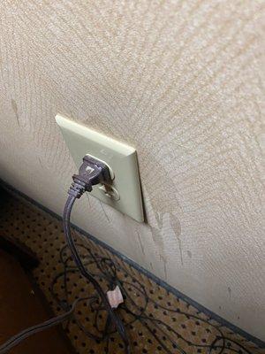 Since there is no plug on the nightstand, you need to pull it out to be created by spew on the wall