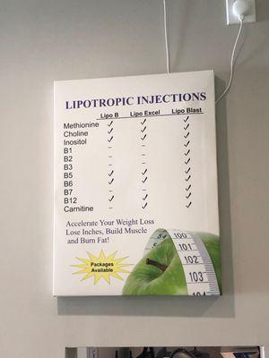 Lipotropic Injections to help with fat burn and energy.