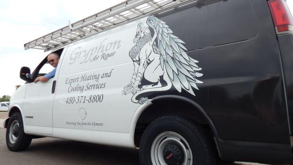 Watch for the black and white Gryphon Air Repair van!