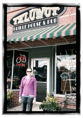 Wendy in front of our favorite Northern Iowa restaurant!