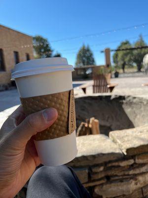 Gage hotel courtyard with meh V6 coffee