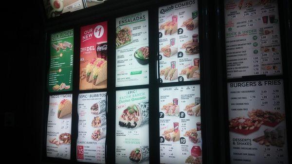 Drive thru menu.