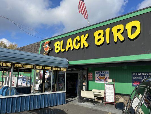 The Black Bird! Outside view of storefront.