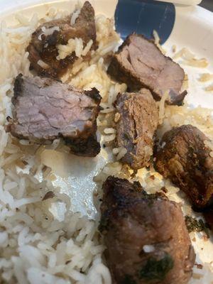 Beef kabob over cooked, not medium as instructed.