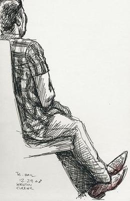 Ink pen and colored pencil sketch of Tri-Rail Commuter