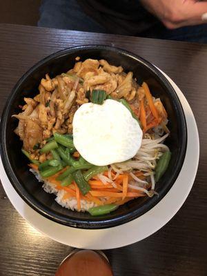 Stone bowl bi bim bap with chicken