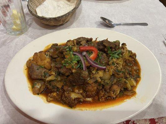 Cauliflower with lamb special