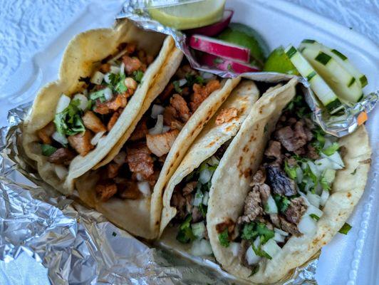 Al pastor and asada tacos