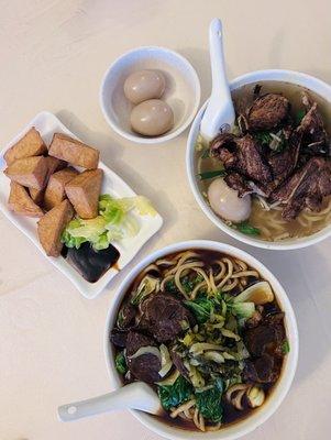 beef noodle soup , pork ribs noodle soup and tofu