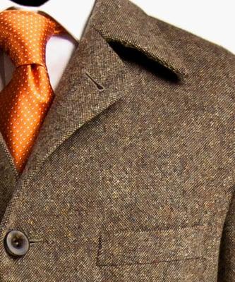 Close up of a Custom Holland & Sherry Tweed Coat