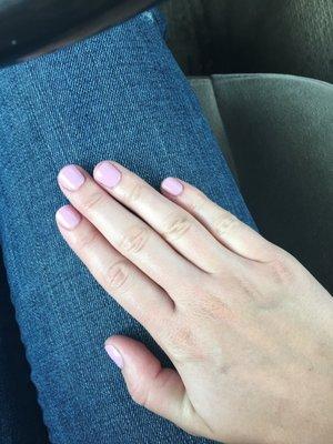 Shellac manicure from Ni (not sure how to spell her name). Shellac color is "Juliet". So happy with them!