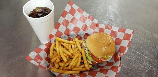 Fish sandwich, fry and a 20 oz drink!!