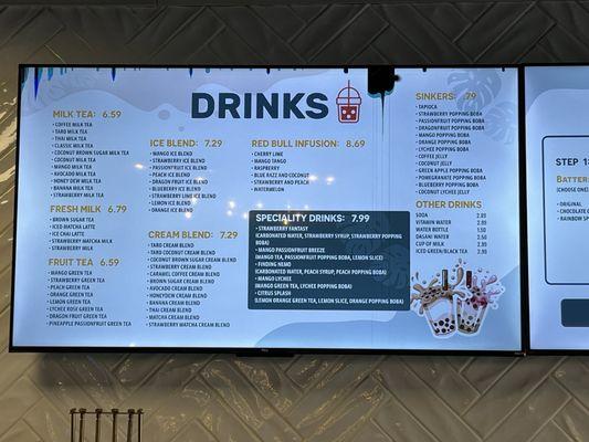 Drinks menu