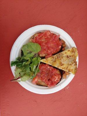 Tortilla de patatas! Spanish Potato- Omelette with fresh tomato bread.