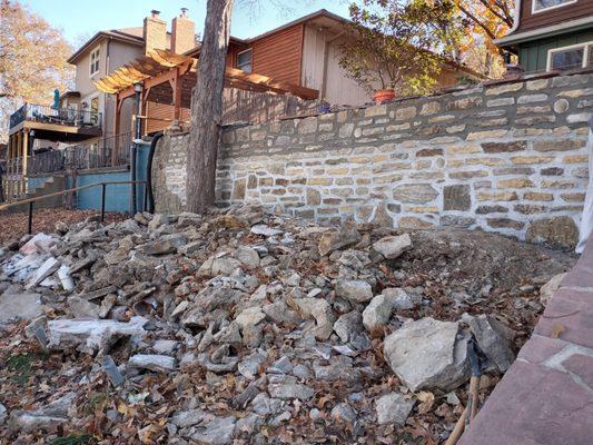 Retaining wall after