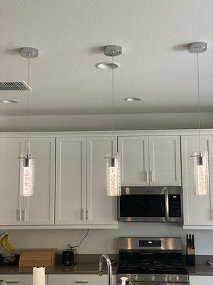 Kitchen pendant light fixture installation in Tempe.