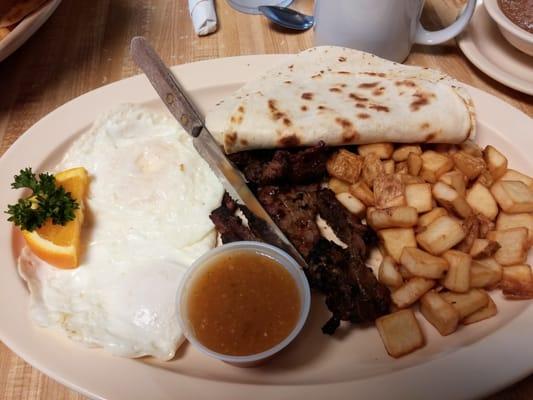 ted's special breakfast, fajita steak!