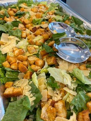 Caesar salad -- and the cheese and croutons were spread throughout the ENTIRE salad (not just on top).