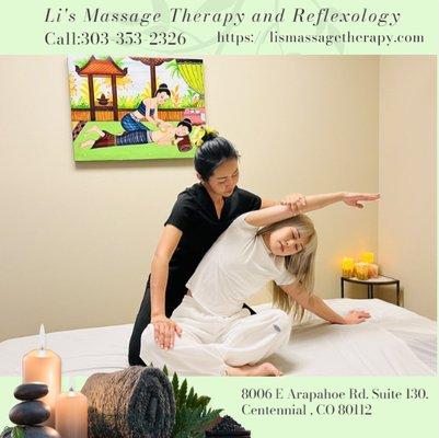 At Li's Massage Therapy and Reflexology, our skilled practitioners are well-versed in the art of Thai massage, a therapeutic ...