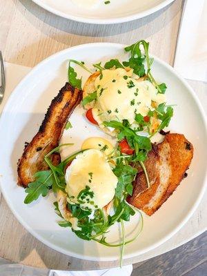 pork belly eggs benedict