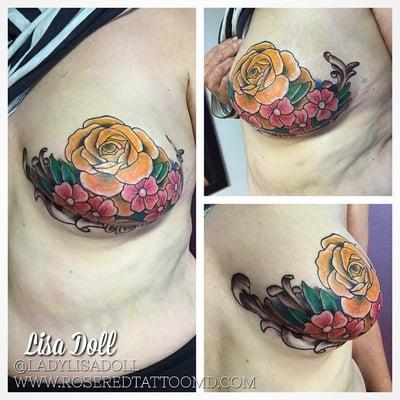 Mastectomy Tattoo
 Lisa Doll
 Instagram: @ladylisadoll
 www.roseredtattoomd.com