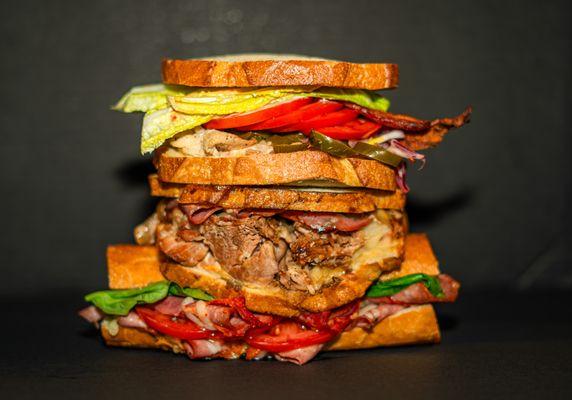 3 of our best sellers; roasted kbbq cubano, chicken club sandwich, and Italian regular.