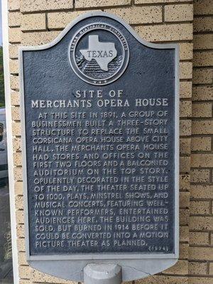 Merchants Opera House Historical Marker, Corsicana