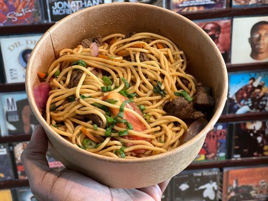 Asian stir fried pasta bowl