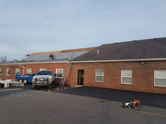 110 sq. Standing seam metal church roof.  160 sheets decking.