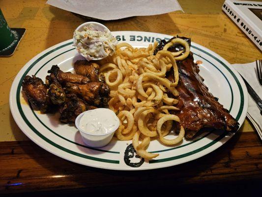 Ribs & Wings combo with fries & coleslaw