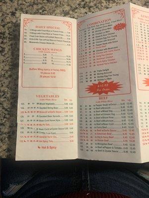 Menu back