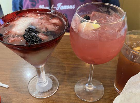 Black Berry Margarita frozen and The house Sangria