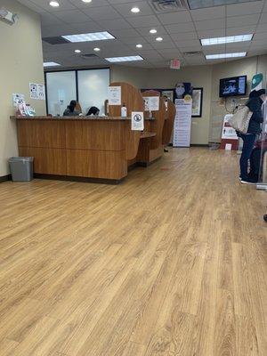 Check-in desk and waiting area