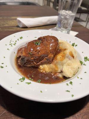 Beef rib and mashed potatoes