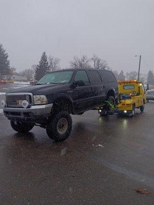 Towing a 4x4 ford excursion in Idaho falls