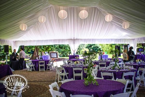 Rent a tent with a liner and lighting to create a magical event.