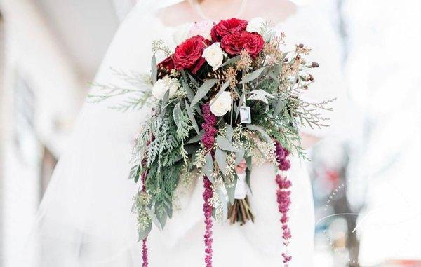 Something Old, Borrowed, and Blue...all wrapped up in one Christmas Bridal Bouquet