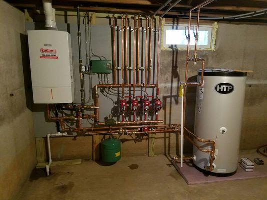 High efficient boiler with indirect domestic hot water tank.